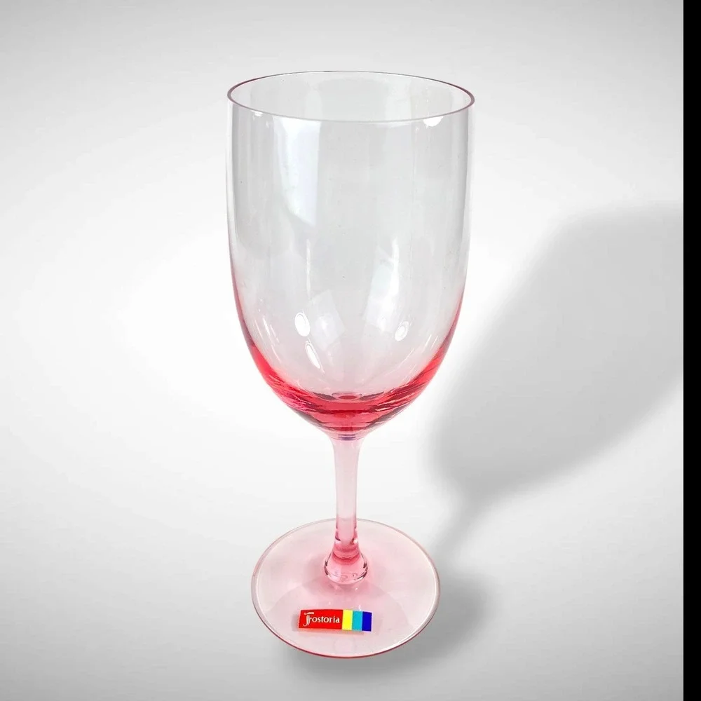 Fostoria Silhouette Pink Water Wine Goblets Stemmed  Set 7 Signed‎ Vintage